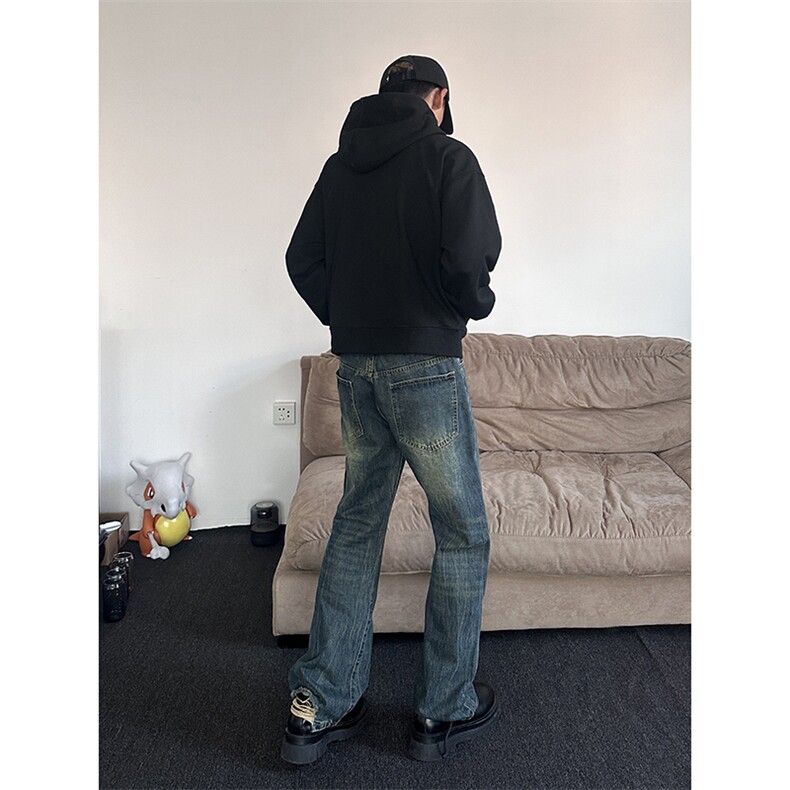 B221美式ins高街暗黑小众个性宽松直筒牛仔裤LK23140-P65控88,男装牛仔裤,电商B221