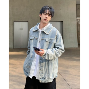 春秋季高质量新款男款牛仔夹克外套牛仔时尚潮流日系图片