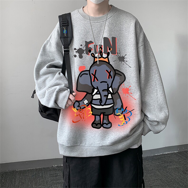 圆领卫衣男大码加厚加绒长袖t恤男S6221-P28加绒款-P33,男装卫衣,电商A040