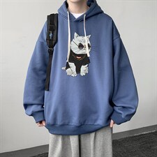 WY2044-P35纯棉连帽卫衣男大码运动帽衫宽松薄外套男，男装卫衣，电商A040
