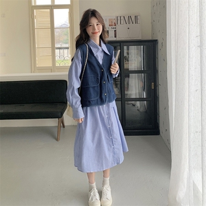 气质一整套穿搭马甲套装女2025春季新款休闲提花衬衫阔腿裤三件套图片