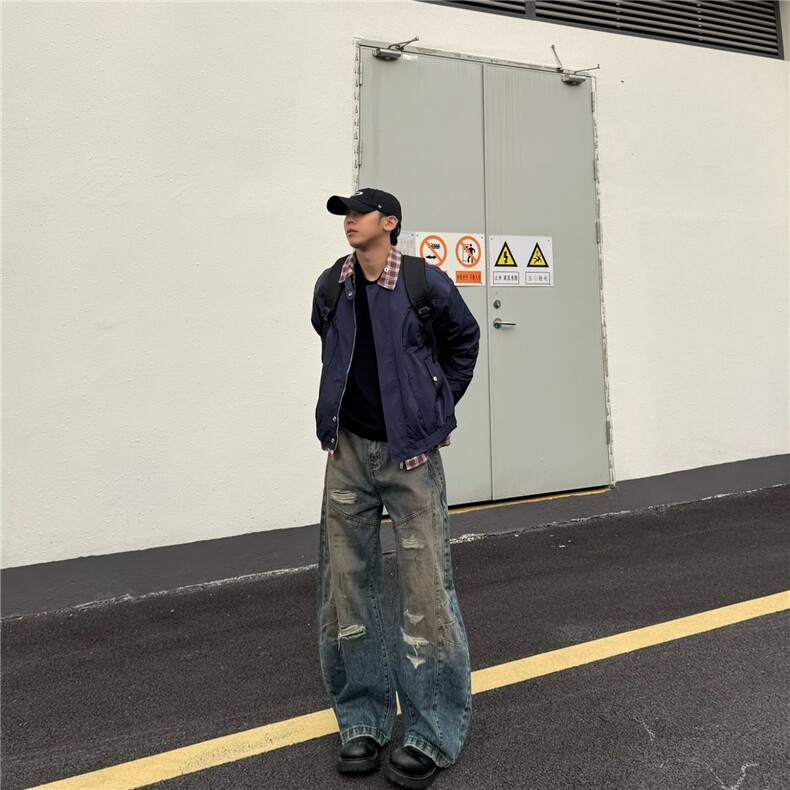 韩版潮流男女拼接假两件翻领夹克衫帅气休闲外套513AJK2417P65,男装夹克,星座513A