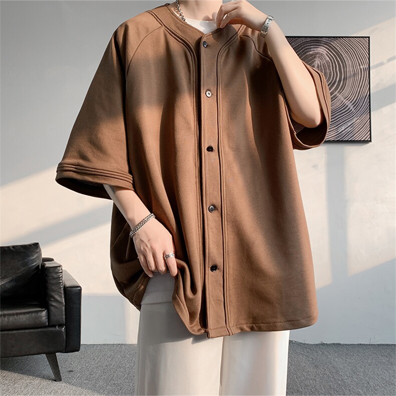 DSA059-1001-P65控88高质量短袖开衫短袖T恤夏季宽松休闲，男装衬衫，电商A059