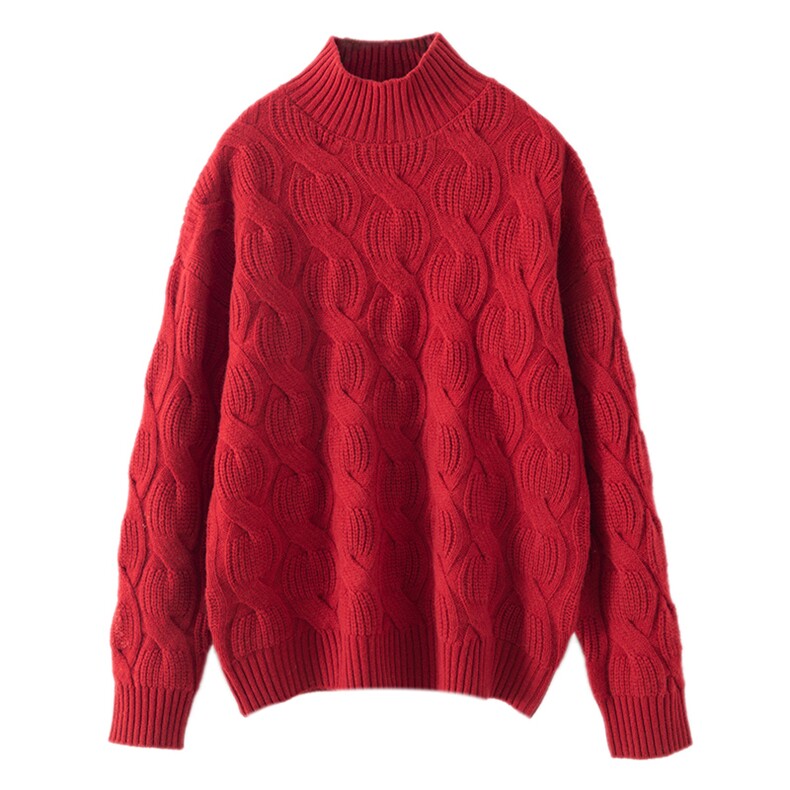 2025年秋季时尚百搭通勤简约休闲红灯笼套衫，女装羊毛衫，佰米娇羊绒