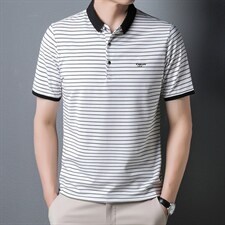 2023夏轻熟风刺绣翻领Polo衫意式小资翻领半截袖体恤，男装Polo衫，电商B212（原钱塘6029）