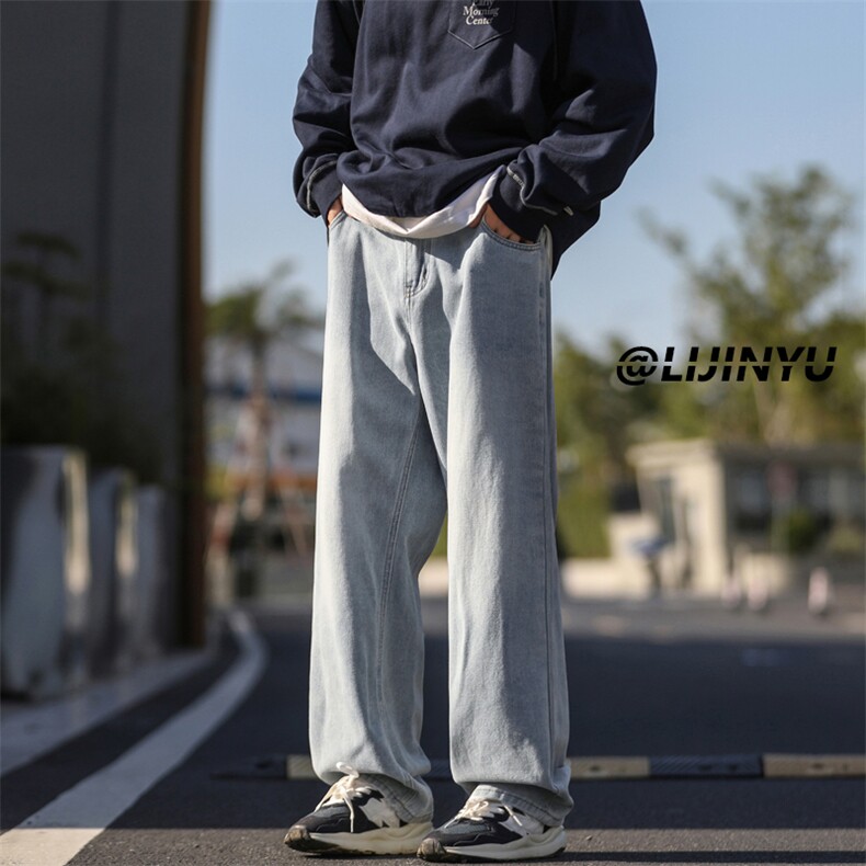 百搭拖地休闲牛仔裤时尚宽松渐变拖地裤K870特批40,男装休闲裤,星座718-1