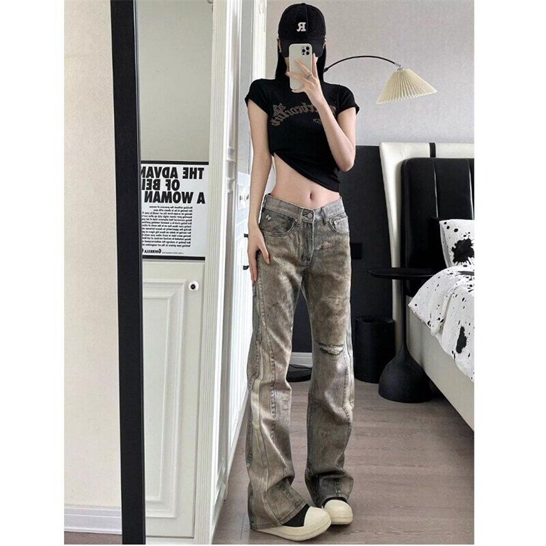 美式高街3D打印废土风直筒微喇vibe牛仔裤男女痞帅裤LB30677-P60,男装牛仔裤,星座1008