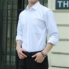 衬衫纯色色织布涤纶方领小清新2021年青春流行四季休闲宽松，男装衬衫，星座802