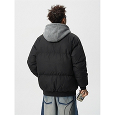 现货高品质重磅工艺美式高街假两件PU皮棉衣男女加厚棉服外套，男装棉衣，电商A486