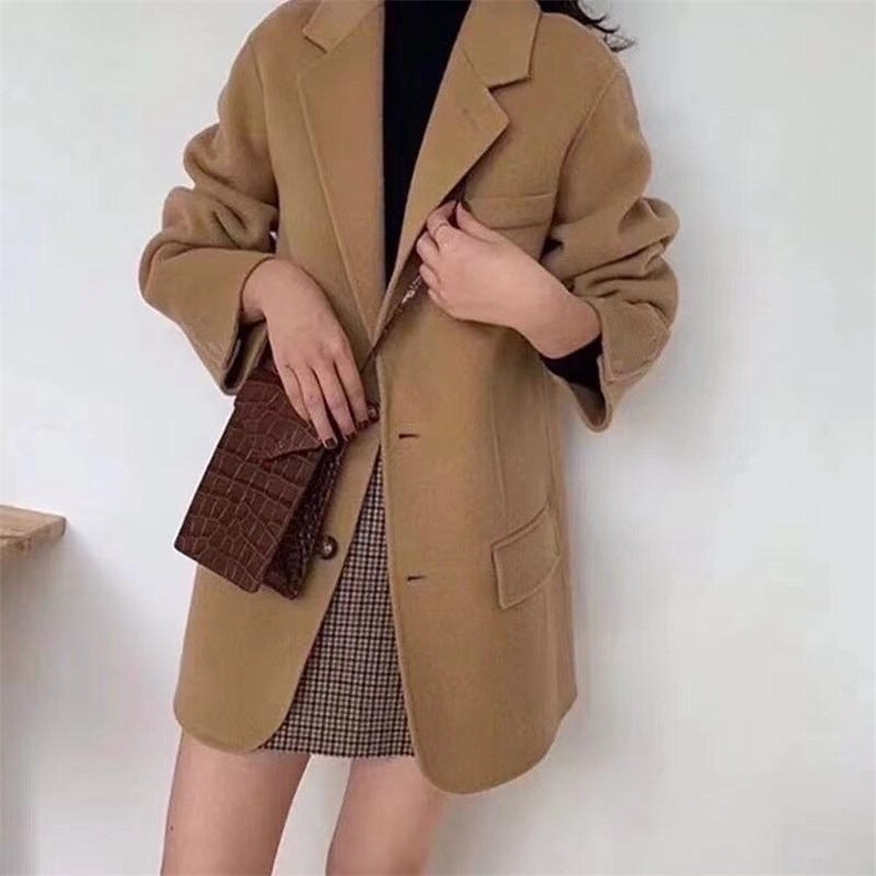 2022新款休闲百搭羊毛双面呢大衣,女装其它,L·H·X