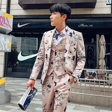 秋冬韩模款潮流个性夜店花西服套装男三件套小西装A470-TZ88，男装西服套装，电商A207