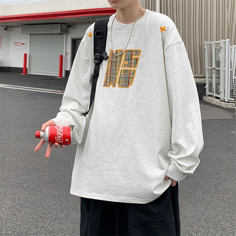 秋冬男圆领套头卫衣十字架字母刺绣花宽松外套WY6124P40,男装卫衣,星座1013-1