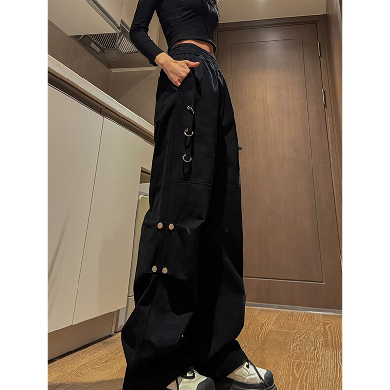 金属扣工装裤C5360-TP65控价88春季新品高街宽松女休闲长裤男,男装休闲裤,电商A102-1