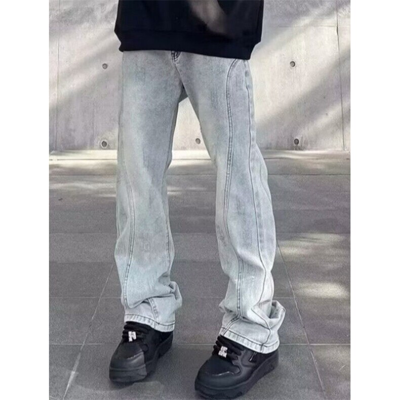 微喇牛仔裤男2025春秋高街小众直筒裤复古百搭休闲长裤子NX285,男装牛仔裤,星座1116A（原606A-3）