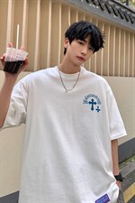 2024夏新款港风宽松圆领时尚短袖T恤上衣T2219-P42，男装T恤，星座914-3