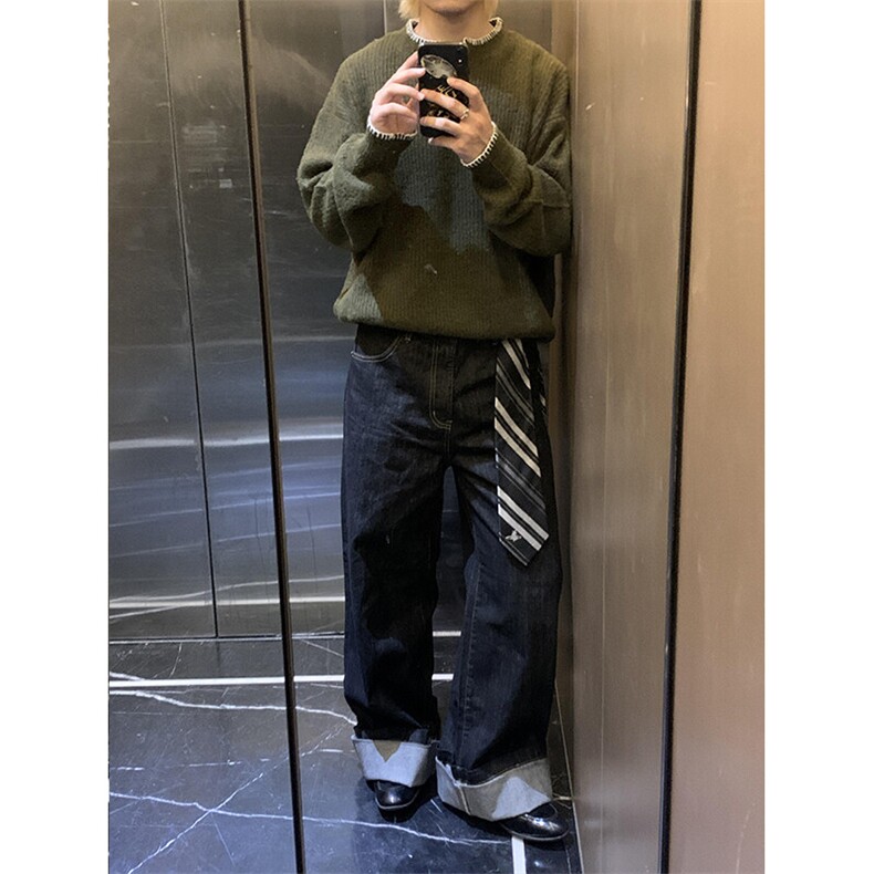 [有货]绿色慵懒亨利领毛衣复古针织衫MY363特P59,男装针织衫/毛衣,星座908-1