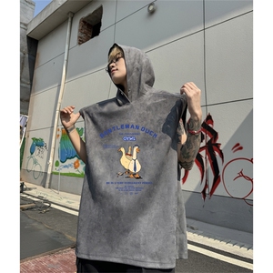 麂皮绒连帽背心坎肩男T恤美式港风JLB453-P30控48图片