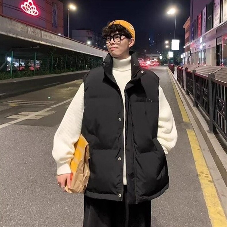 现货5W件冬季三防硬挺boxy短款立领棉衣马夹外套加厚马甲保暖棉服，男装棉衣，电商A486