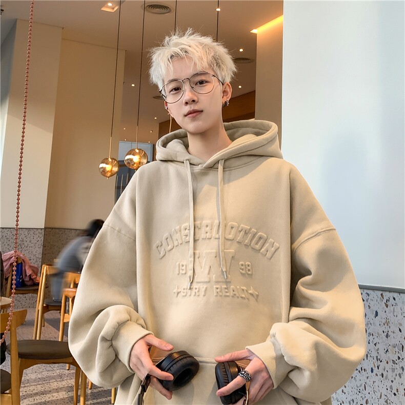 抖音直播供货2025春装新款美式硅胶厚板棉连帽卫衣A158-WY611-55,男装卫衣,电商A158