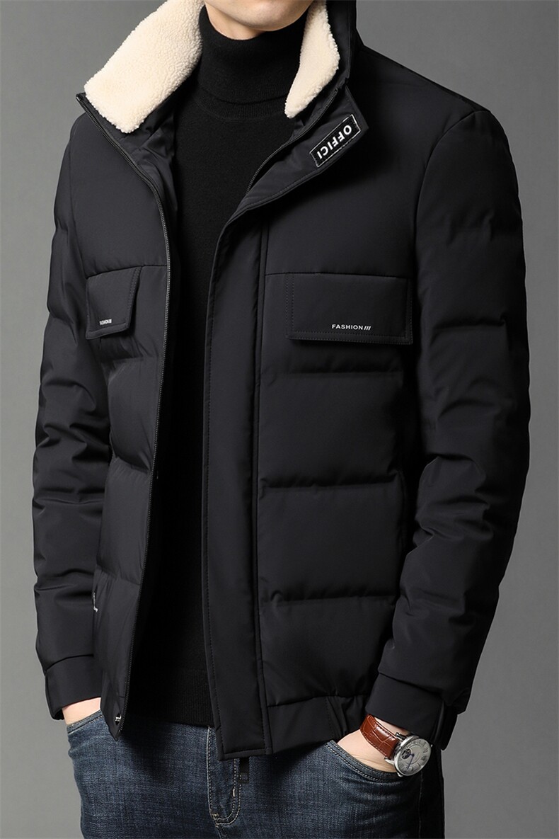 羽绒服男短款冬季毛领中年男爸爸防寒外套老人冬装HPN68802-P270，男装羽绒服，电商B212（原钱塘6029）