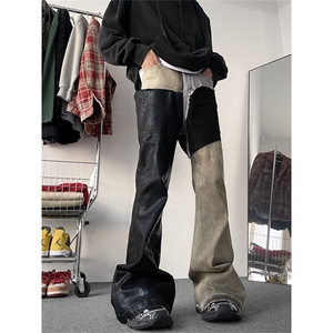 重工拼接牛仔裤男高街痞帅微喇牛仔裤1001-1-GT212-P93图片