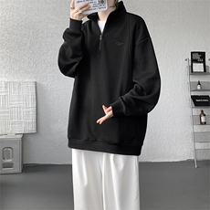 8XL-M重磅软糯美式半拉链立领卫衣男秋宽松大码复古POLO衫WY32P58，男装Polo衫，电商D206-1