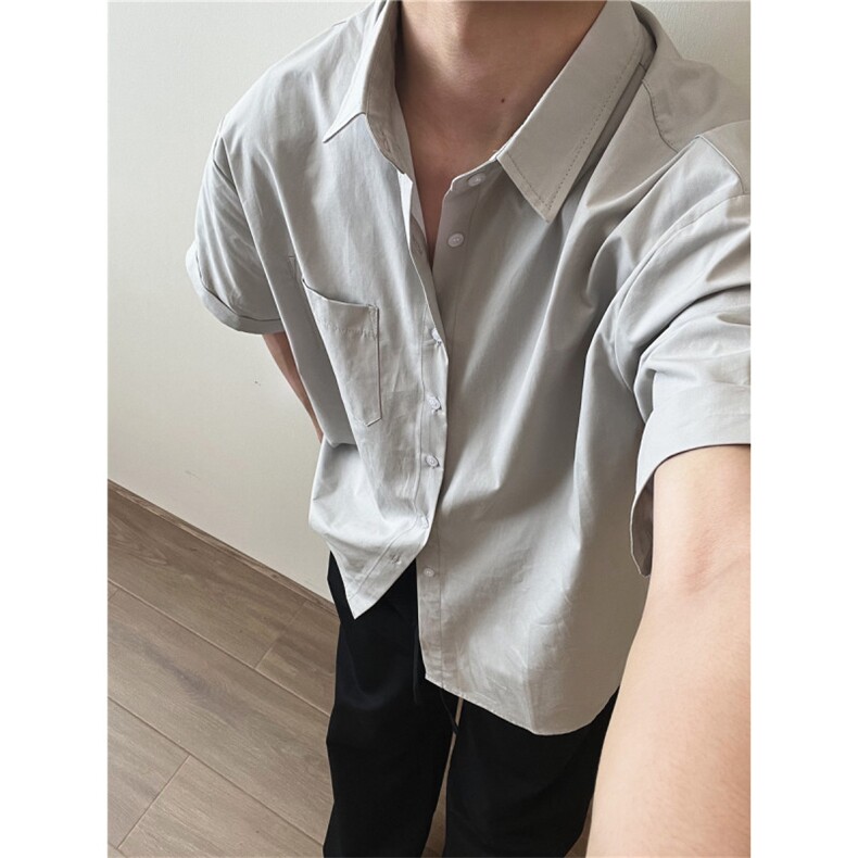 现货夏季男士百搭短袖衬衫轻熟风半截袖衬衣510-1-CS16-P50图片
