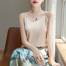 优雅V领吊带背心女夏季新款气质百搭显瘦内搭打底衫无袖上衣，女装背心吊带，绒宛羊绒