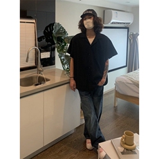 日系复古小细纹坑条薄款短袖衬衫男纯色百搭情侣衬衣潮CS505，男装T恤，星座208-5
