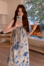 新品【现货】水墨扎染度假风吊带裙C258-2583-P105K168，女装连衣裙，2C258
