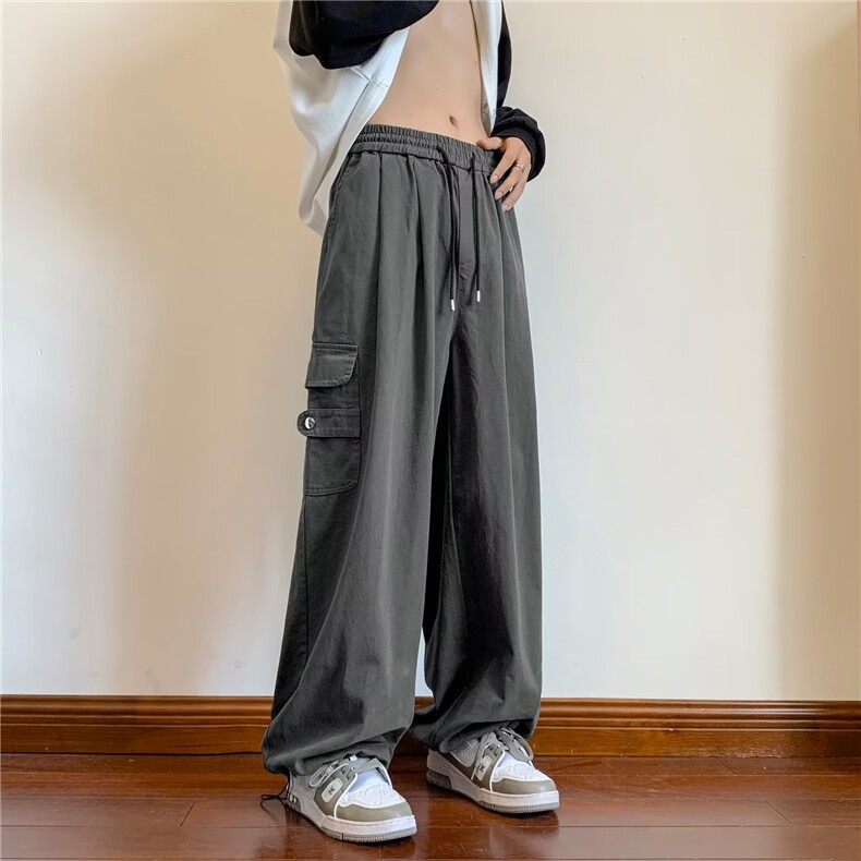 工装裤男美式高街复古潮牌宽松阔腿休闲拖地长裤男款QK44-P40,男装休闲裤,星座1109-3