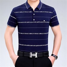 爸爸夏装男士冰丝短袖t恤中老年纯棉T恤夏季POLO衫中年40男装50岁，男装T恤，电商B212（原钱塘6029）