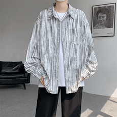 8XL-M灯芯绒长袖衬衫特大码痞帅扎染衬衣美式复古外套CS9002/P55，男装衬衫，电商B238