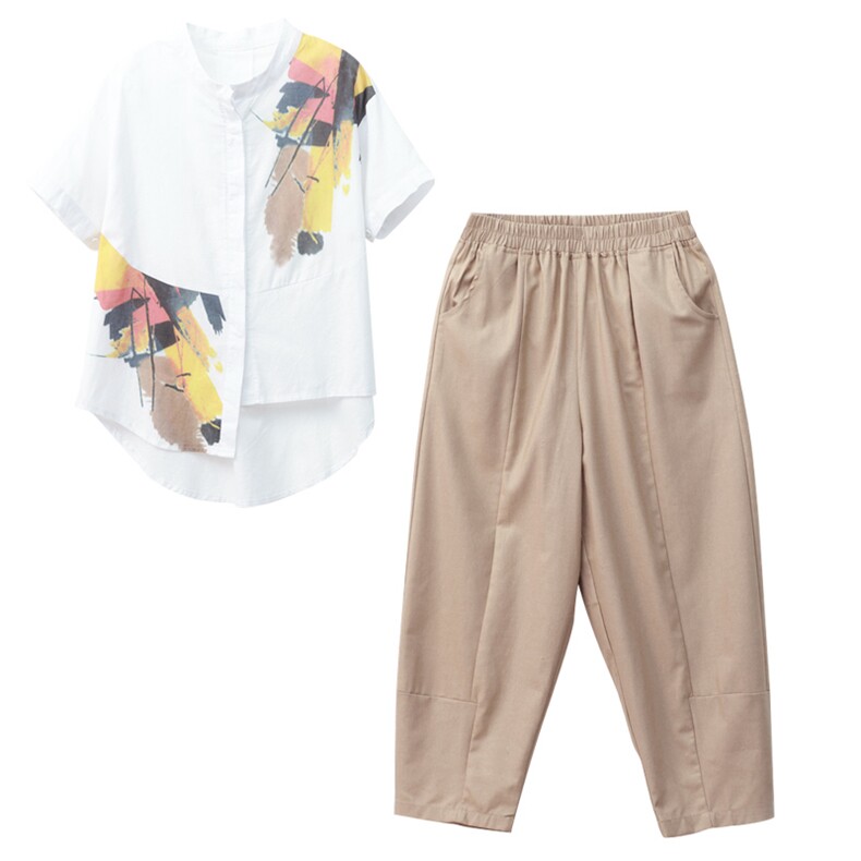 休闲棉麻职业套装夏天2025新款时髦显瘦洋气减龄妈妈两件套女装潮,女装套装/套裙,璐依舞