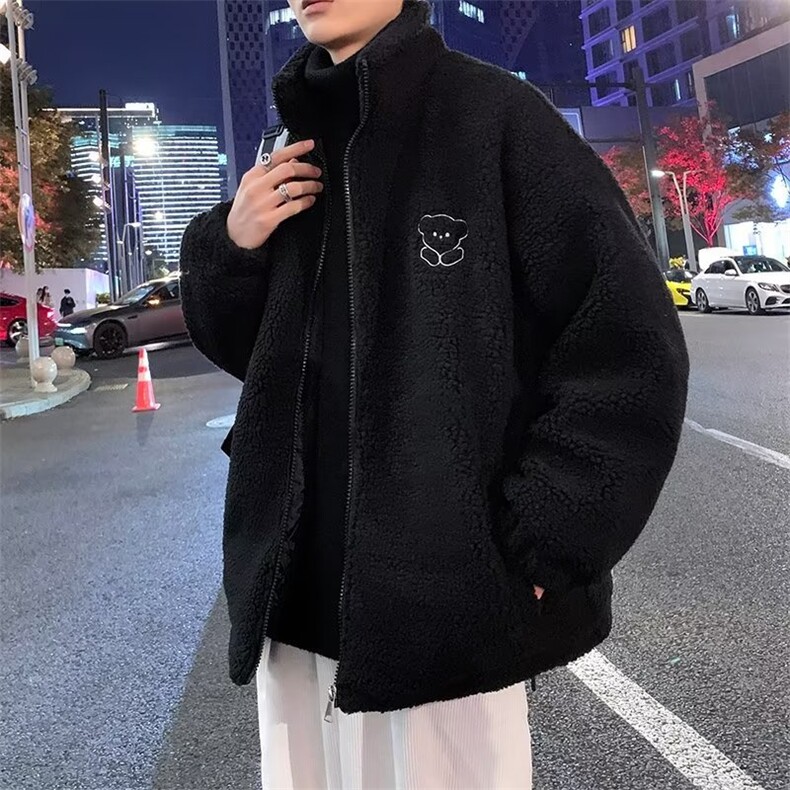 羊羔毛棉衣男冬季港风宽松百搭加绒加厚情侣棉服外套韩版w273-P48,男装棉衣,星座1008