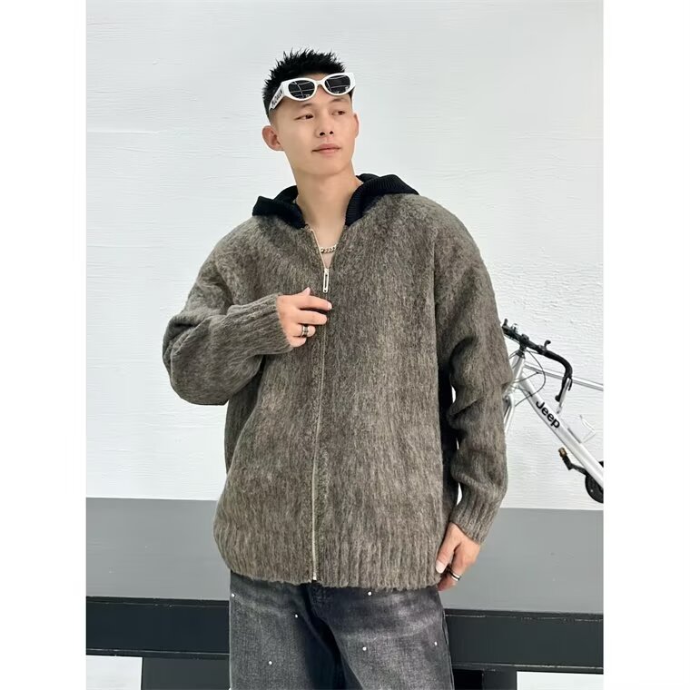【量大价格可谈】美式连帽针织衫男女时尚拉链开衫外套SX056P52,男装针织衫/毛衣,星座1112-1