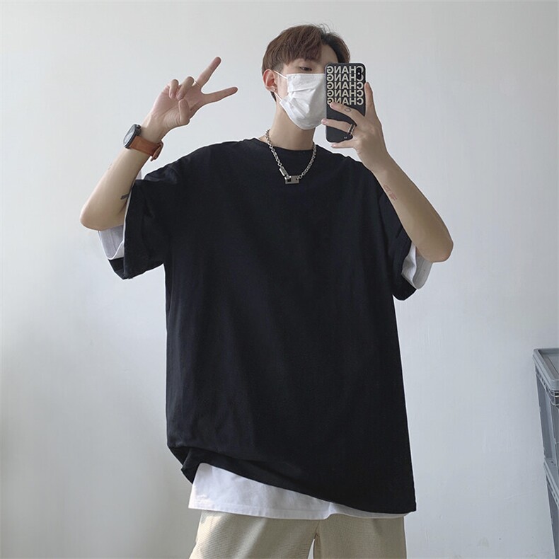 DF292TP16宽松纯色短袖t恤打底衫圆领上衣情侣夏季宽松短T男,男装T恤,电商A102