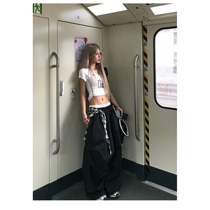 【有货】D1291-特批45美式嘻哈街舞叠穿可拆卸阔腿裤男女拖地长裤图片