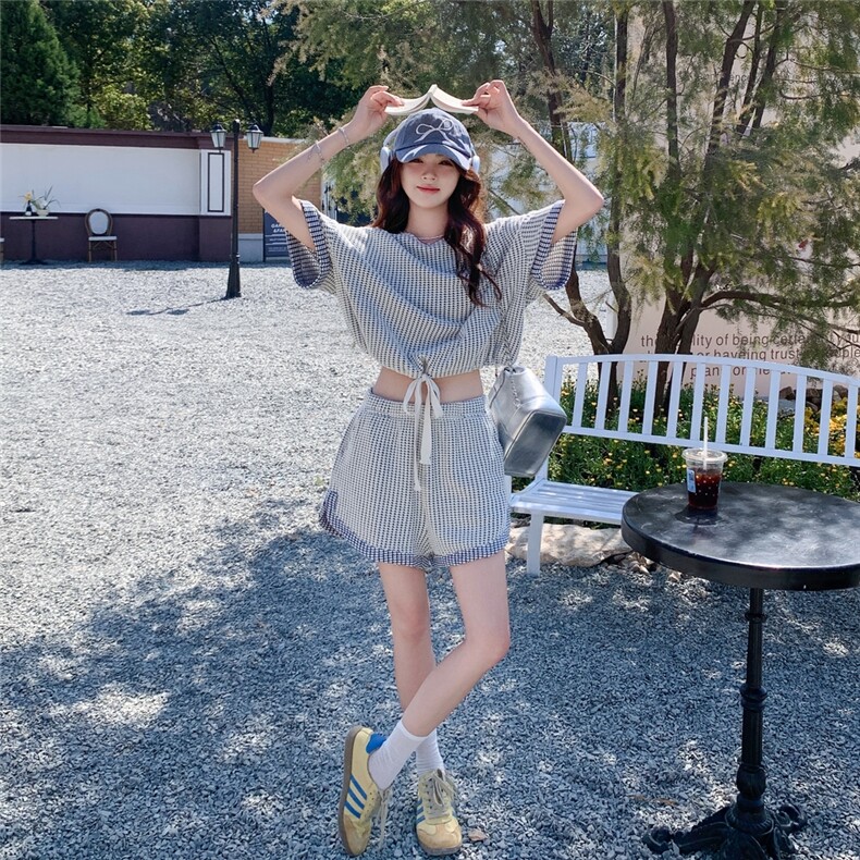 INS风老钱风时尚套装气质上衣时尚家居服夏季薄款显瘦运动休闲,女装套装/套裙,浙宝208