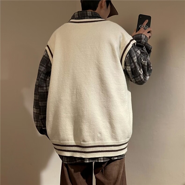 春秋款打底毛衣背心男V领ins时尚潮牌美式针织衫马甲MY0146-P43,男装背心/马甲,星座308B-2