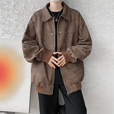 8XL-M春季皮衣外套男痞帅高级感美式复古翻领皮夹克上衣JK006P95，男装皮衣，电商B312