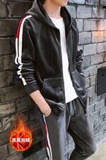 冬季加绒加厚金丝绒两件套运动服套装休闲卫衣套装男装DS297T，男装卫衣，电商A102