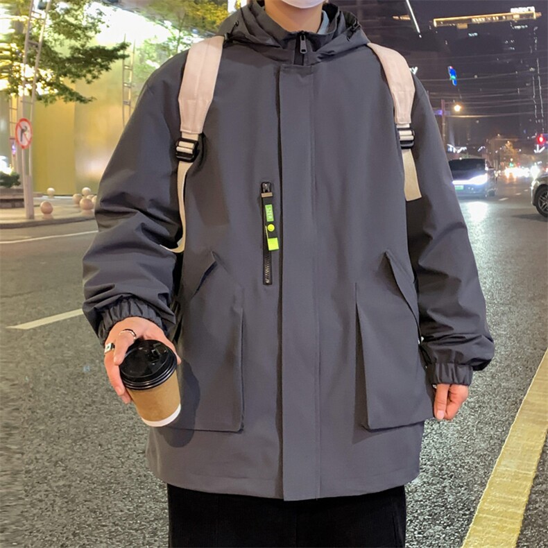 新款连帽冲锋衣夹克男港风潮流宽松休闲外套JK2306-P68,男装夹克,星座717