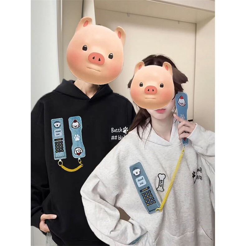 1506/QT280/P59趣味可拆卸连帽款魔术贴装饰设计感秋冬外套图片