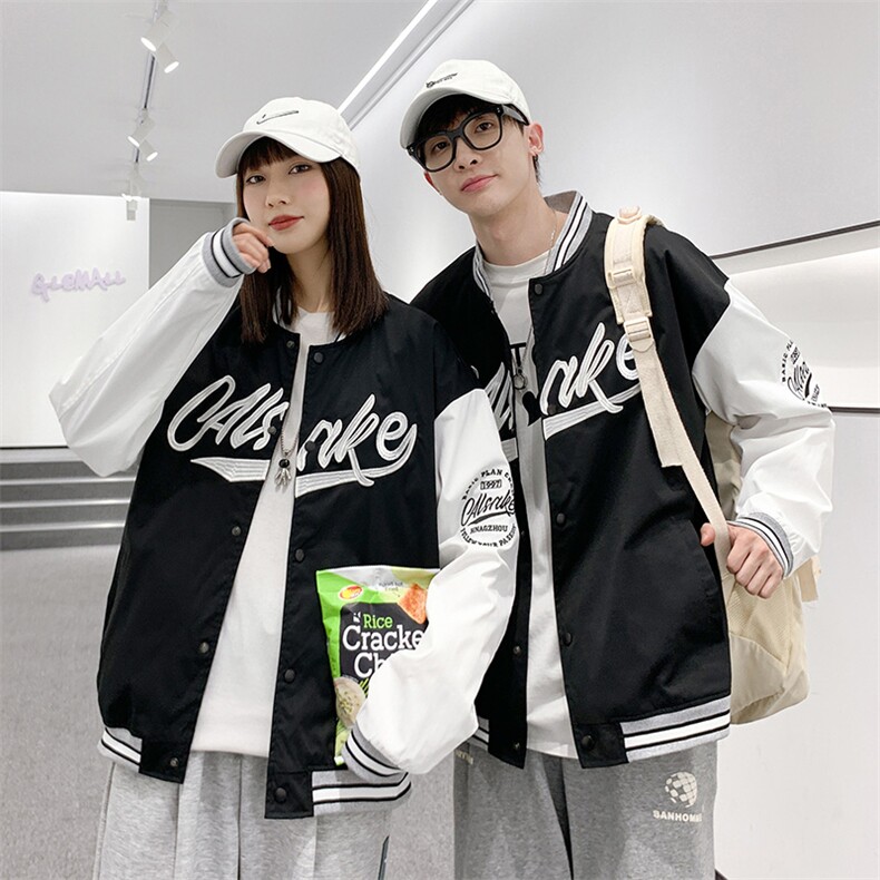 XZ214-8JK6610P65港风拼接棒球服男刺绣情侣外套宽松百搭夹克,男装夹克,星座1204-3