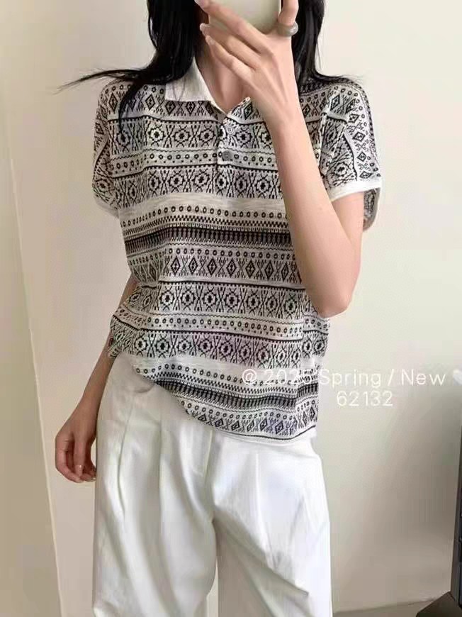 波西米亚风格翻领天丝亚麻短袖女图片