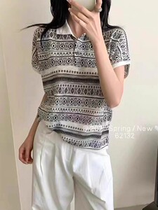 波西米亚风格翻领天丝亚麻短袖女图片