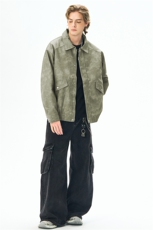 美式复古宽松休闲皮衣男外套春季新款PU皮夹克机车服JK3521P88，男装夹克，星座309（原A406）