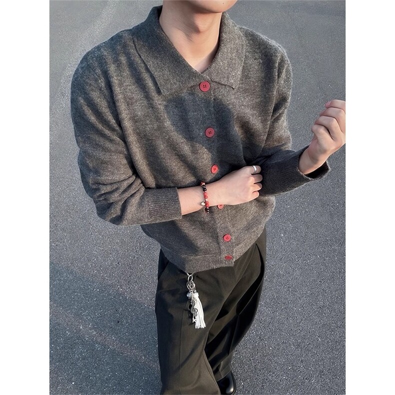 开衫毛衣男款秋冬季高级感老钱风针织衫美式复古外套MY5248,男装针织衫/毛衣,星座516A