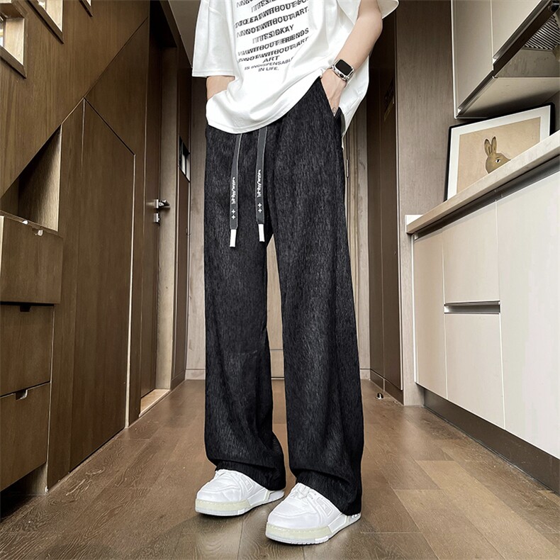 夏季新款垂感冰丝休闲裤高街潮流宽松直筒裤男现货K7963-P32,男装休闲裤,星座512-3